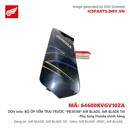 BỘ ỐP YẾM TRÁI TRƯỚC *PB383M* AIR BLADE, AIR BLADE 110 - Phụ tùng Honda chính hãng