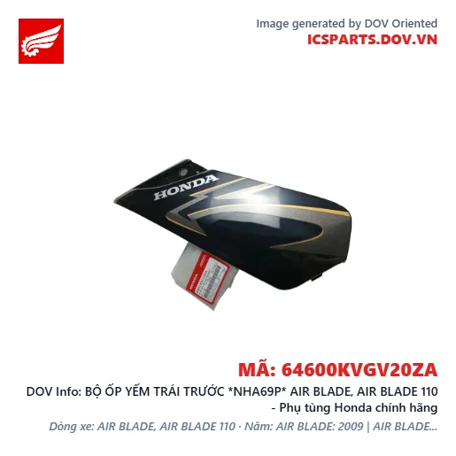 BỘ ỐP YẾM TRÁI TRƯỚC *NHA69P* AIR BLADE, AIR BLADE 110 - Phụ tùng Honda chính hãng