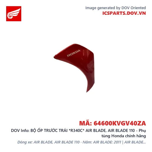 BỘ ỐP TRƯỚC TRÁI *R340C* AIR BLADE, AIR BLADE 110 - Phụ tùng Honda chính hãng