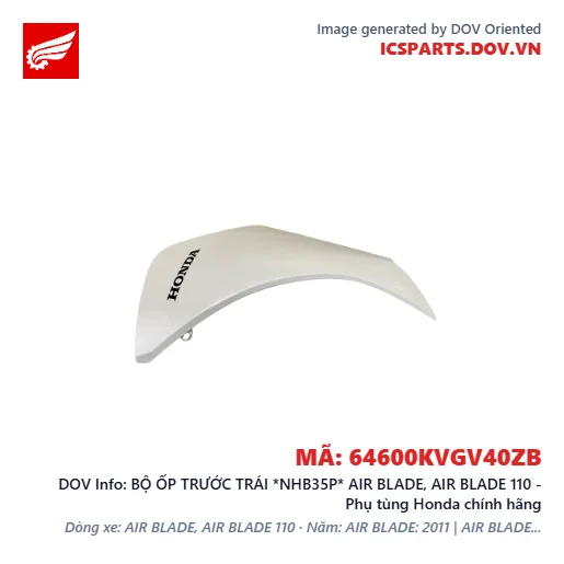 BỘ ỐP TRƯỚC TRÁI *NHB35P* AIR BLADE, AIR BLADE 110 - Phụ tùng Honda chính hãng