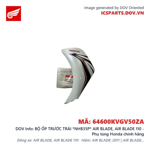 BỘ ỐP TRƯỚC TRÁI *NHB35P* AIR BLADE, AIR BLADE 110 - Phụ tùng Honda chính hãng