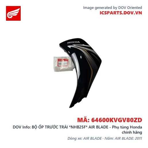 BỘ ỐP TRƯỚC TRÁI *NHB25F* AIR BLADE - Phụ tùng Honda chính hãng