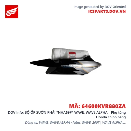 BỘ ỐP SƯỜN PHẢI *NHA69P* WAVE, WAVE ALPHA - Phụ tùng Honda chính hãng