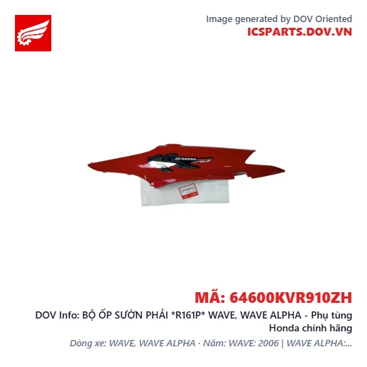 BỘ ỐP SƯỜN PHẢI *R161P* WAVE, WAVE ALPHA - Phụ tùng Honda chính hãng