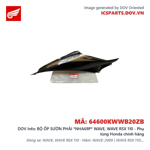 BỘ ỐP SƯỜN PHẢI *NHA69P* WAVE, WAVE RSX 110 - Phụ tùng Honda chính hãng