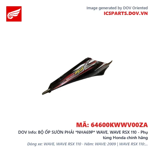 BỘ ỐP SƯỜN PHẢI *NHA69P* WAVE, WAVE RSX 110 - Phụ tùng Honda chính hãng