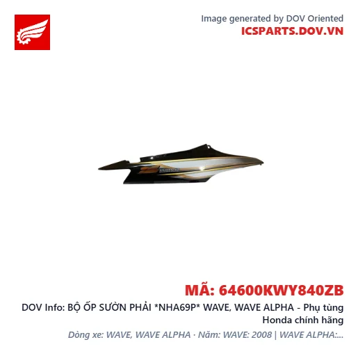 BỘ ỐP SƯỜN PHẢI *NHA69P* WAVE, WAVE ALPHA - Phụ tùng Honda chính hãng