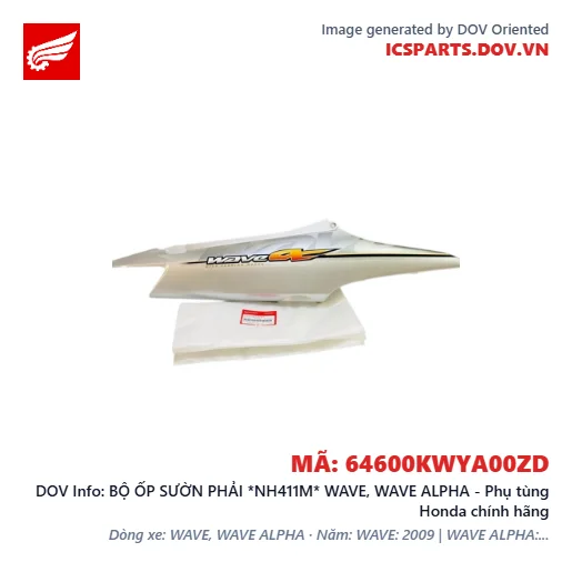 BỘ ỐP SƯỜN PHẢI *NH411M* WAVE, WAVE ALPHA - Phụ tùng Honda chính hãng