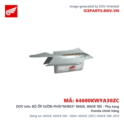 BỘ ỐP SƯỜN PHẢI*NHB55* WAVE, WAVE 100 - Phụ tùng Honda chính hãng