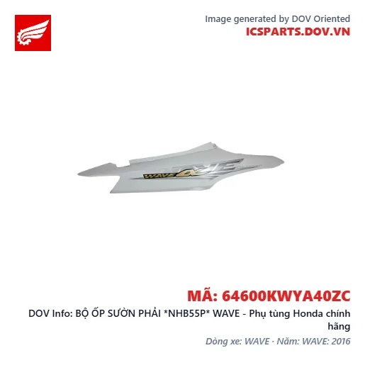 BỘ ỐP SƯỜN PHẢI *NHB55P* WAVE - Phụ tùng Honda chính hãng