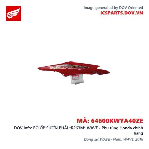 BỘ ỐP SƯỜN PHẢI *R263M* WAVE - Phụ tùng Honda chính hãng