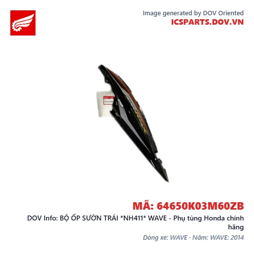 BỘ ỐP SƯỜN TRÁI *NH411* WAVE - Phụ tùng Honda chính hãng