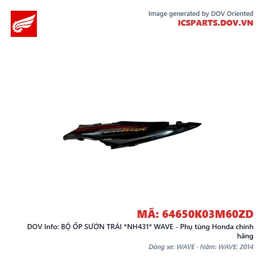BỘ ỐP SƯỜN TRÁI *NH431* WAVE - Phụ tùng Honda chính hãng