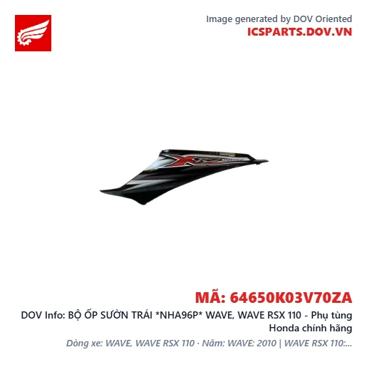 BỘ ỐP SƯỜN TRÁI *NHA96P* WAVE, WAVE RSX 110 - Phụ tùng Honda chính hãng