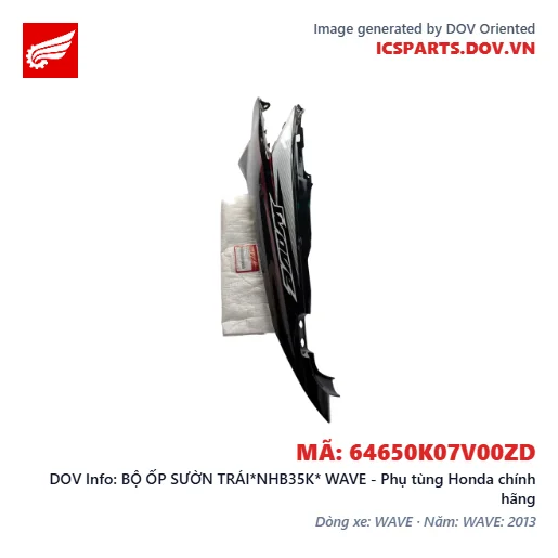 BỘ ỐP SƯỜN TRÁI*NHB35K* WAVE - Phụ tùng Honda chính hãng