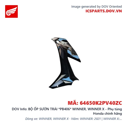 BỘ ỐP SƯỜN TRÁI *PB406* WINNER, WINNER X - Phụ tùng Honda chính hãng