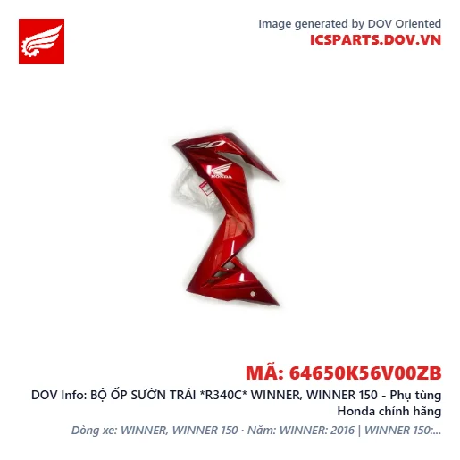 BỘ ỐP SƯỜN TRÁI *R340C* WINNER, WINNER 150 - Phụ tùng Honda chính hãng