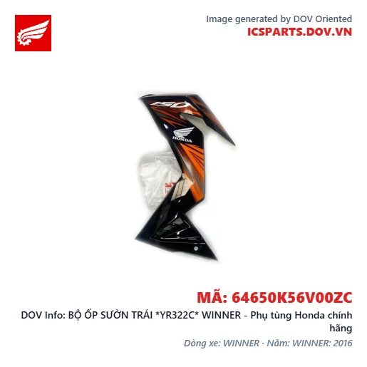 BỘ ỐP SƯỜN TRÁI *YR322C* WINNER - Phụ tùng Honda chính hãng