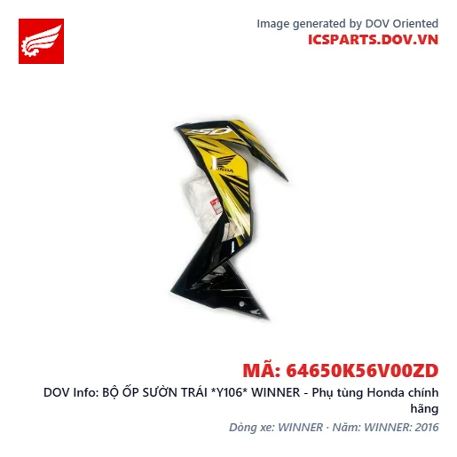 BỘ ỐP SƯỜN TRÁI *Y106* WINNER - Phụ tùng Honda chính hãng