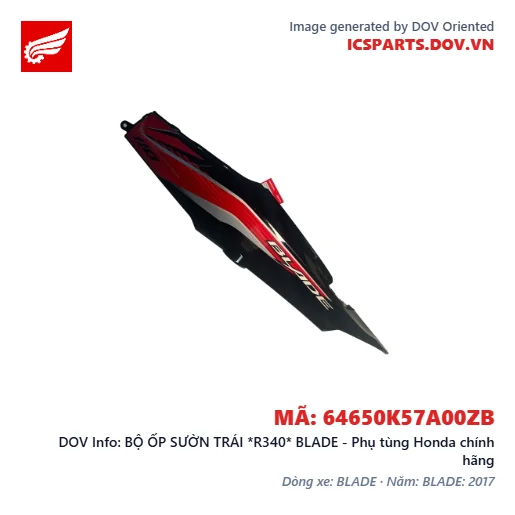 BỘ ỐP SƯỜN TRÁI *R340* BLADE - Phụ tùng Honda chính hãng