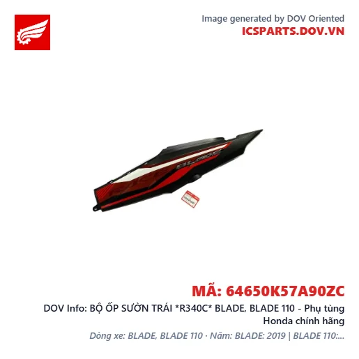 BỘ ỐP SƯỜN TRÁI *R340C* BLADE, BLADE 110 - Phụ tùng Honda chính hãng