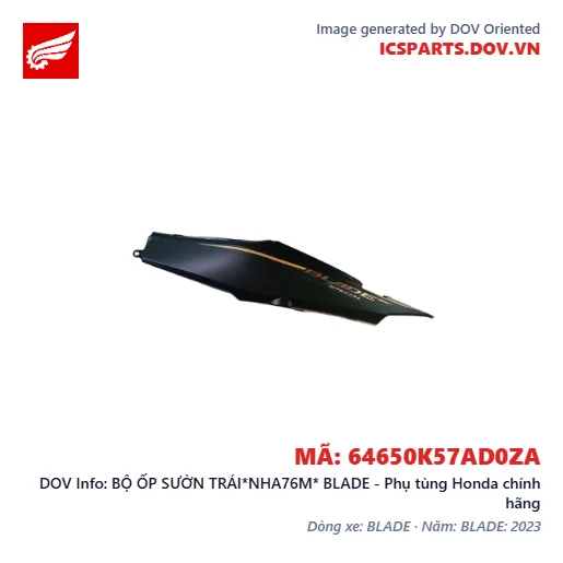 BỘ ỐP SƯỜN TRÁI*NHA76M* BLADE - Phụ tùng Honda chính hãng