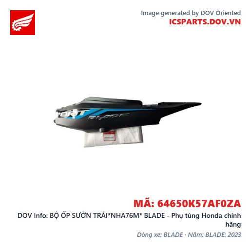 BỘ ỐP SƯỜN TRÁI*NHA76M* BLADE - Phụ tùng Honda chính hãng