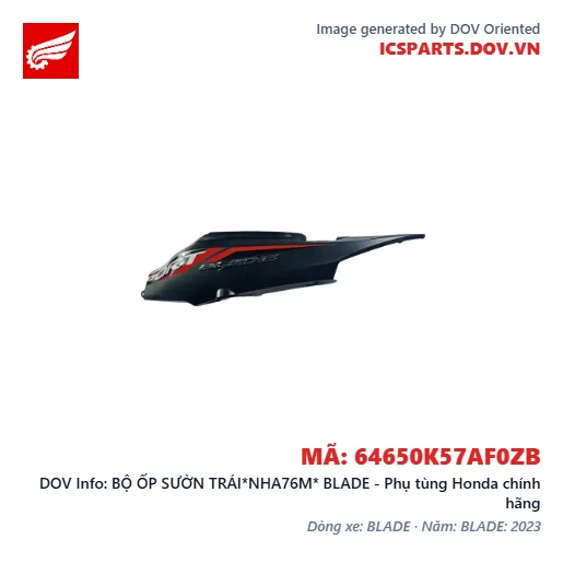 BỘ ỐP SƯỜN TRÁI*NHA76M* BLADE - Phụ tùng Honda chính hãng