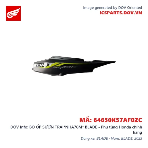 BỘ ỐP SƯỜN TRÁI*NHA76M* BLADE - Phụ tùng Honda chính hãng