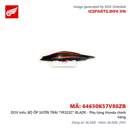 BỘ ỐP SƯỜN TRÁI *YR322C* BLADE - Phụ tùng Honda chính hãng