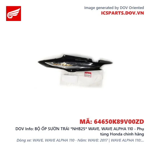 BỘ ỐP SƯỜN TRÁI *NHB25* WAVE, WAVE ALPHA 110 - Phụ tùng Honda chính hãng