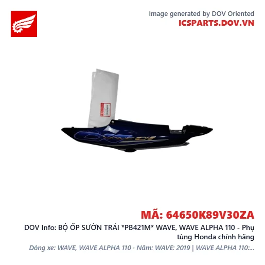 BỘ ỐP SƯỜN TRÁI *PB421M* WAVE, WAVE ALPHA 110 - Phụ tùng Honda chính hãng