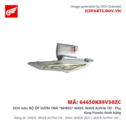 BỘ ỐP SƯỜN TRÁI *NHB55* WAVE, WAVE ALPHA 110 - Phụ tùng Honda chính hãng