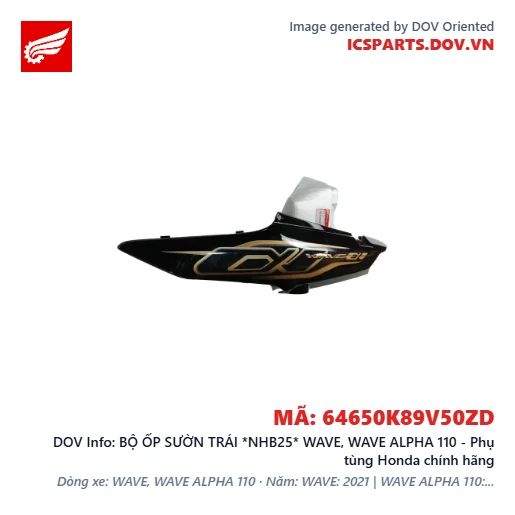 BỘ ỐP SƯỜN TRÁI *NHB25* WAVE, WAVE ALPHA 110 - Phụ tùng Honda chính hãng