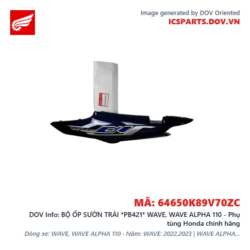 BỘ ỐP SƯỜN TRÁI *PB421* WAVE, WAVE ALPHA 110 - Phụ tùng Honda chính hãng