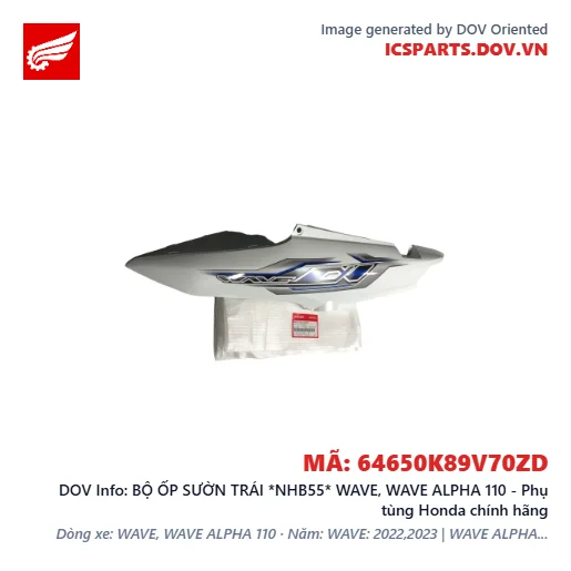 BỘ ỐP SƯỜN TRÁI *NHB55* WAVE, WAVE ALPHA 110 - Phụ tùng Honda chính hãng