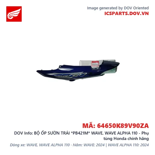 BỘ ỐP SƯỜN TRÁI *PB421M* WAVE, WAVE ALPHA 110 - Phụ tùng Honda chính hãng