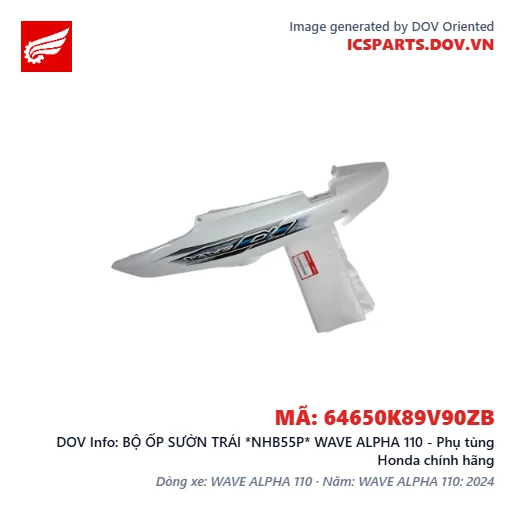 BỘ ỐP SƯỜN TRÁI *NHB55P* WAVE ALPHA 110 - Phụ tùng Honda chính hãng