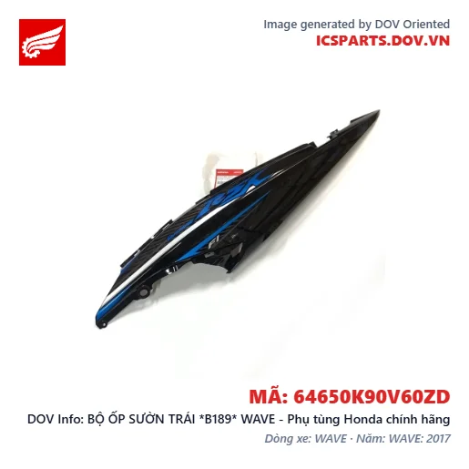 BỘ ỐP SƯỜN TRÁI *B189* WAVE - Phụ tùng Honda chính hãng