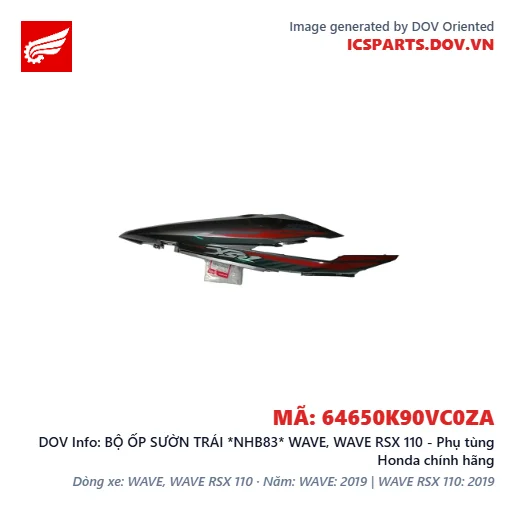 BỘ ỐP SƯỜN TRÁI *NHB83* WAVE, WAVE RSX 110 - Phụ tùng Honda chính hãng