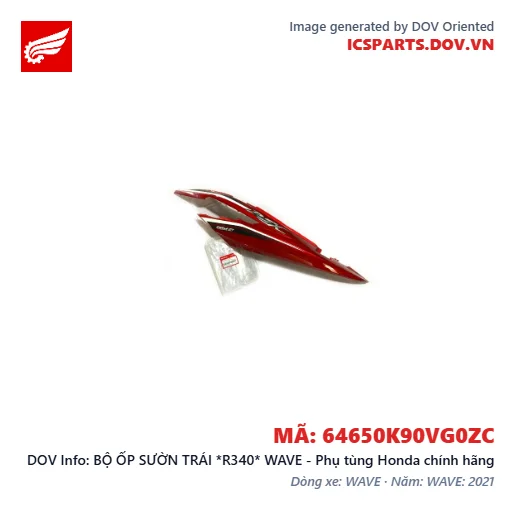 BỘ ỐP SƯỜN TRÁI *R340* WAVE - Phụ tùng Honda chính hãng