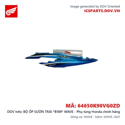 BỘ ỐP SƯỜN TRÁI *B189* WAVE - Phụ tùng Honda chính hãng