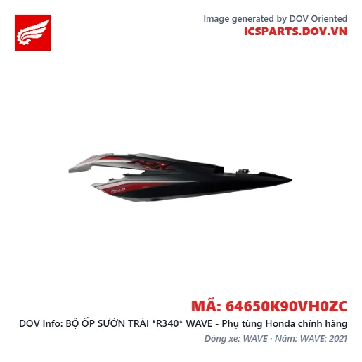 BỘ ỐP SƯỜN TRÁI *R340* WAVE - Phụ tùng Honda chính hãng