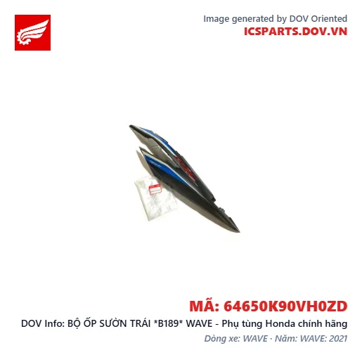 BỘ ỐP SƯỜN TRÁI *B189* WAVE - Phụ tùng Honda chính hãng
