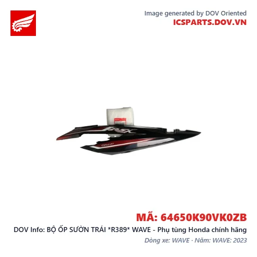 BỘ ỐP SƯỜN TRÁI *R389* WAVE - Phụ tùng Honda chính hãng