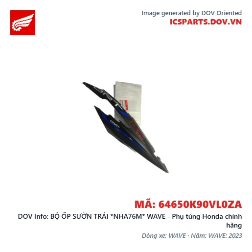 BỘ ỐP SƯỜN TRÁI *NHA76M* WAVE - Phụ tùng Honda chính hãng