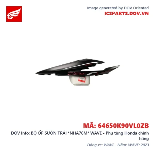 BỘ ỐP SƯỜN TRÁI *NHA76M* WAVE - Phụ tùng Honda chính hãng