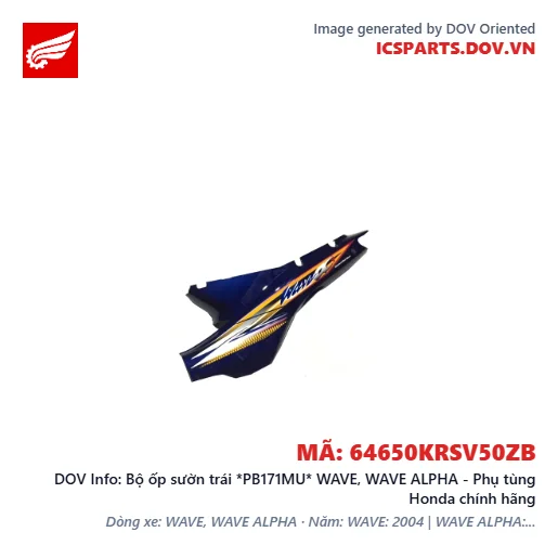 Bộ ốp sườn trái *PB171MU* WAVE, WAVE ALPHA - Phụ tùng Honda chính hãng