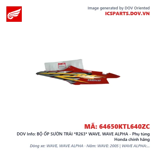 BỘ ỐP SƯỜN TRÁI *R263* WAVE, WAVE ALPHA - Phụ tùng Honda chính hãng
