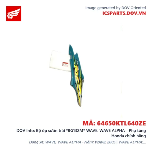 Bộ ốp sườn trái *BG132M* WAVE, WAVE ALPHA - Phụ tùng Honda chính hãng